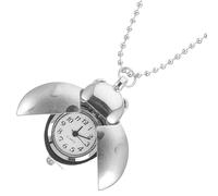 SUPVOX Reloj de Bolsillo Diseño de Escarabajo Aleación de Zinc y Cuarzo Cadena Plateada Reloj Vintage Retro Colgante Accesorio Decorativo para Obsequio