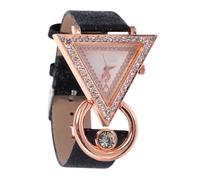 SUPVOX Reloj de Moda para Mujer Forma Triangular y Correa de Cuero Ajustable Incrustaciones de Gemas Elegante para Citas y Uso Diario