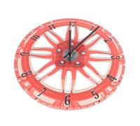 SUPVOX Reloj de Pared Decoración Vintage 3D Rueda de Coche Rojo, Reloj Silencioso Mecánico para Sala de Estar, Oficina y Dormitorio, Diseño Creativo y Funcional, Accesorio Moderno Hogar