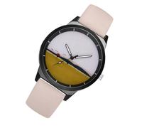 SUPVOX Reloj de Pulsera para Minimalista de Cuarzo, Correa PU Beige, Diseño Casual Unisex para Ocio y Eventos, Reloj de Moda Resistente y Versátil