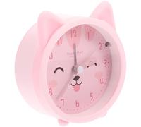 SUPVOX Reloj Despertador de Escritorio Silencioso para Dormitorio Infantil, Diseño de Gato de Silicona Rosa, Lámpara Nocturna Integrada y Tamaño Pequeño, Reloj Decorativo sin Batería