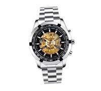 SUPVOX Reloj Mecánico Automático Esqueleto para Hombre Acero Inoxidable Esfera Negra Luminoso Negocios Elegante Pulsera Acero 1 Unidad Uso Diario