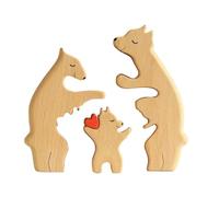 SUPVOX Rompecabezas de Madera Madre e Hijo Oso Miniatura Animales pequeño vivero estatuillas de Oso Osos Escultura Animal Tallada de Escritorio Rompecabezas de Formas Madera de Pino Beige
