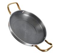 SUPVOX Sartén de Acero Inoxidable de 26 Cm Doble Asa, Diseño Panal Antiadherente, Adecuado para Cocinar Mariscos, Huevos y Platos al Aire Libre, Utensilios de Cocina Duraderos y Fáciles
