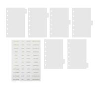 SUPVOX Separadores Transparentes de Páginas para Carpeta de 6 Anillas A7, Organizador de Carpetas con 7 Hojas de Separadores de Índice de Pp Mate y Pegatinas Doradas para Oficina