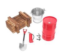 SUPVOX Set De Accesorios para Simulación De Escalada Extintor a Escala Bidón De Aceite Palas Cubo Caja De Madera Decoración RC
