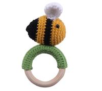 SUPVOX Sonajero de Mano para Ñiño Diseño de Abeja Tejido Juguete de Madera Ligero para Desarrollo Sensorial y Motriz Juguete Molar Seguro para Educación Temprana Uso Interior y