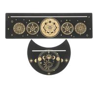 SUPVOX Soporte de Madera para Cartas del Tarot Diseño Lunar, Base Resistente al Desgaste, Set de 2 Piezas para Exhibición y Organización en Escritorio, Decoración Mística para Hogar