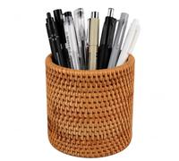 SUPVOX Soporte para brochas de maquillaje hecho a mano y juego de té tejido, forma cilíndrica, color caqui, con buena textura y no se deforma, para uso doméstico