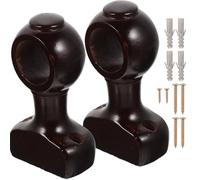 SUPVOX Soportes para Barra de Cortina de Madera 2 Piezas Gancho para Barra de Cortina Central Soporte de Muro en Color Rojo Marrón 28 Mm para Sala de Estar y Color