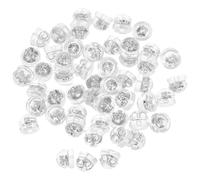 SUPVOX Tapones de Silicona Transparentes para Pendientes de Botón 50 Unidades Cierre Seguro para Postes Finos 04-06 MM Color Platino Respaldo Reutilizable para Joyería de
