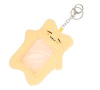 SUPVOX Tarjetero de Peluche para Identificación Llavero Funda Protectora Visible para Tarjetas y Postales Diseño de Animal de Felpa Amarillo Compacto y Portátil para Uso Escolar y