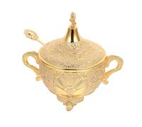 SUPVOX Tarro de Especias de Aleación de Zinc Tallado, Caja de Condimentos Tapa Dorada para Cocina, Contenedor Seguro y Resistente para Sal, Pimienta y Azúcar, Accesorio Práctico