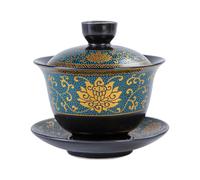 SUPVOX Taza de Té Estilo Sopera China Cerámica Tradicional Cubierta 1 Pieza Color Claro para Preparar Té de Flores Vintage para Uso Doméstico