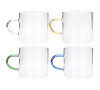 SUPVOX Tazas de Té de Vidrio 120Ml Set de 4 Piezas Colores Surtidos Bordes Suaves para Degustación en Oficina y Hogar