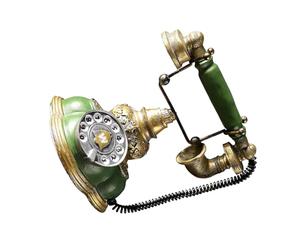 SUPVOX Teléfono Retro de Resina Verde Vintage Cable, Modelo de Sobremesa Decorativo para Hogar, Artesanía Clásica de Teléfono de Disco Adecuado para Decoración Vintage de Sala