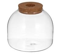 SUPVOX Terrario de Vidrio Redondo con Tapa de Corcho y Tapón de Madera Perforado, Contenedor de Terrario Pequeño para Plantas de Mesa, Decoración Ecológica para Interiores, Jardín
