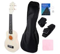 SUPVOX Ukelele de 12 Pulgadas para Principiantes Funda Afinador Correa y Paño Instrumento Musical Educativo Adultos Guitarra Pequeña Portátil Color Crema