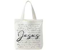 Supwhd Bolsa cristiana con texto en inglés "I Speak The Name Of Jesus Over You", regalos cristianos para mujeres, bolsas de lona cristianas para mujeres, regalos de versículos de la Biblia, bolsas de