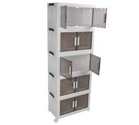 SUPYINI Contenedor de almacenamiento plegable con 4 ruedas, contenedor de almacenamiento apilable de polipropileno PET para dormitorio, sala de estar (mediano, 5 capas)