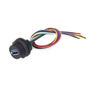 SUPYINI - Enchufe USB 3.0 resistente al agua con cable de extensión de 0,2 m, conector de montaje en panel tipo rosca IP67, velocidad de transferencia de datos de 5,0 Gbps, ideal