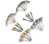 SUPYINI - Juego de 24 cepillos de rueda metálica, cepillos de pulido de latón y acero inoxidable con mango para herramienta de amoladora de perforación, pulido de desoxidado de metal no