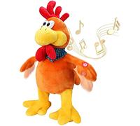 SUPYINI Juguete musical de pollo squawking, juguete de peluche de pollo loco de Pascua de 15 pulgadas con gran peine rojo y cola, gallo agitando cantando, juguete de peluche electrónico interactivo
