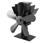 SUPYINI Ventilador de Estufas con Alimentación de 5 Cuchillas, Mejora la Circulación del Aire Caliente, el Ventilador de Estufa de Madera Ecológica para Chimeneas, Queroseno y Quema de (Negro)