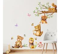 Supzone Pegatinas de Pared Animales de Osos del Bosque Decoración de pared para niños, habitación de bebé, sala de juegos, sala de estar y dormitorio