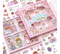 SUQ 100 Hojas Pegatinas Kawaii, Lindo Conjunto de Pegatinas de Niñas de Dibujos Animados, Pegatinas de Scrapbook, Pegatinas para Niños, para Artesanías de Bricolaje, Planificadores (Rosa)