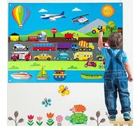 SUQ 31 piezas de tablero de fieltro, juego de tablero de cuentos sobre el tráfico de la ciudad, tablero de fieltro didáctico para niños, tablero de fieltro interactivo para niños, cuentos de fieltro