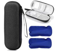 SUQ Maleta con Enfriador de Insulina, Bolsa de Pluma de Insulina con 2 Bolsas de Hielo de Nylon, Bolsa de Diabetes Pequeña, Refrigerador para Caja de Diabetes, 20 * 7 * 5 cm, Negro