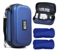 SUQ Maleta de Insulina con Pantalla de Temperatura y Bolsas de Hielo de Nylon, Refrigerador para Diabetes, Azul
