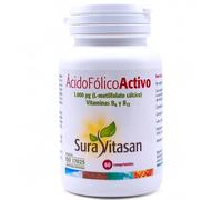 Sura Vitasan Ácido Fólico Activo 60 Cápsulas - Suplemento con Ácido Fólico y Vitaminas B12 y B6 - Contribuye a Disminuir el Cansancio y la Fatiga