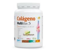 SURA VITASAN Colágeno Multi Max 5 330 g Polvo Sabor Cítrico | 5 Tipos de Péptidos de Colágeno (I II III V, X), Magnesio, Vitamina C, Ácido Hialurónico, Harpagofito - Articulaciones y Piel