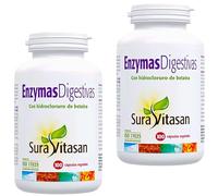 Sura Vitasan Enzimas Digestivas - Pack Ahorro 2 x 100 Cápsulas - Complejo Enzimático Potente para Digestiones Pesadas y Gases - Mejora la Asimilación de Nutrientes