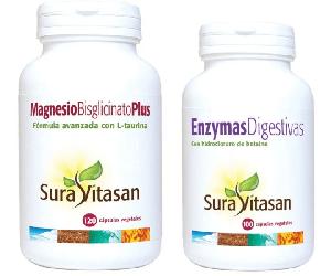 Sura Vitasan Enzymas Digestivas 100 Cápsulas + Magnesio Bisglicinato Plus 120 Cápsulas