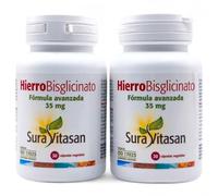Sura Vitasan Hierro Bisglicinato - Pack Ahorro 2 x 30 Cápsulas - Suplemento con Vitamina C, Vitaminas B y Hierro - Contribuye al Funcionamiento Normal del Sistema Inmunitario