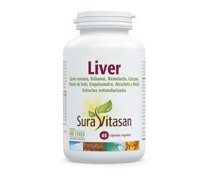SURA VITASAN Liver 90 Cápsulas - 8 Extractos para Función Hepática y Confort Digestivo - Cardo Mariano, Rábano, Remolacha, Cúrcuma, Diente de León, Esquisandra y Alcachofa con Ácido Lipoico