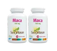 SURA VITASAN Maca 750 mg Pack de 2 x 120 (240 Cápsulas) | 3.000 mg de Dosis Diaria, Apoyo Adaptógeno para Energía Natural, Vitalidad y Rendimiento Físico e Intelectual