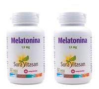Sura Vitasan Melatonina - Pack Ahorro 2 x 60 Comprimidos de 1.9mg - Con Melatonina - Ayuda a Disminuir el Tiempo para Conciliar el Sueño