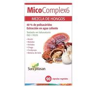 Sura Vitasan Mico Complex 6 Mezcla de Hongos 90 Cápsulas Vegetales - 6 Hongos Medicinales de Alta Concentración (Reishi, Maitake, Shiitake, Chaga, Cordyceps y Melena de León) - Defensas y Energía