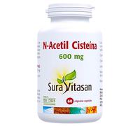 Sura Vitasan N-Acetil Cisteína 60 Cápsulas Vegetales - (NAC) 500mg - Precursor de Glutatión - Antioxidante, Apoyo Respiratorio y Detox Hepático - Alivio de Mucosidad y Congestión