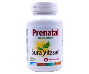 Sura Vitasan Prenatal Multinutriente 90 Cápsulas Vegetales - Con Folato Activo (L-Metilfolato), Hierro, Yodo y 24 Nutrientes Esenciales - Complejo Vitamínico para Embarazo y Lactancia