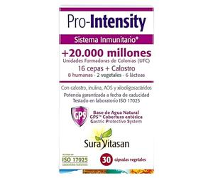 Sura Vitasan Pro-Intensity 30 Cápsulas - Con Calostro y Prebióticos - Probiótico de Alta Potencia (20.000 Millones de Microorganismos y 16 Cepas) - Recuperación de la Flora Intestinal y Sistema Inmune