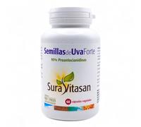 Sura Vitasan Semilla de Uva Forte con Arándano Rojo 60 Cápsulas Vegetales - 95% Proantocianidinas (OPC) - Potente Antioxidante, Circulación y Salud Urinaria