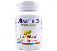 Sura Vitasan UltraZinc 25 30 Cápsulas Vegetales - Con Taurina, Té Verde, Semillas de Calabaza y Vitaminas B - Suplemento de Zinc Alta Absorción (Citrato) 25mg - Inmunidad y Piel