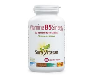 SURA VITASAN Vitamina B5 Sinergy 180 Cápsulas | Ácido Pantoténico 1.000 mg con Vitamina C, Espirulina y Enzimas - Disminuye el Cansancio y Apoya el Rendimiento Intelectual