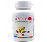 Sura Vitasan Vitamina B6 60 Cápsulas - Con Clorhidrato de Piridoxina y Piridoxal 5'-Fosfato - Sin Gluten - Ayuda a Disminuair el Cansancio y la Fatiga