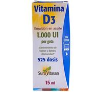 Sura Vitasan Vitamina D3 Líquida 15ml - 1000 UI por Gota - Con Aceite de Coco (MCT) - Alta Absorción para Huesos, Músculos y Sistema Inmunitario